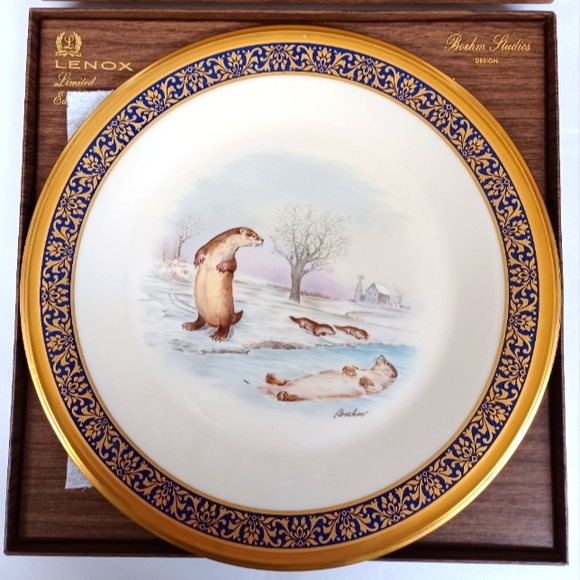 Vintage Lenox WOODLAND WILDLIFE Designed by Boehm OTTERS 1982 made in the USA